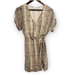 All in Favor Tan Snake Print Wrap Dress